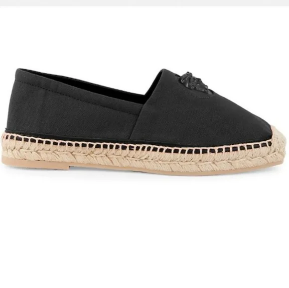 Versace La Medusa Canvas Leather Espadrilles Size 39.5 Black - Picture 4 of 8